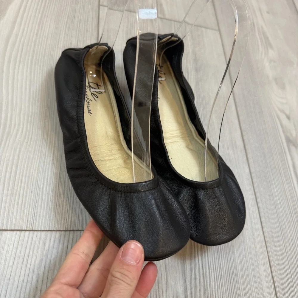 NEW The Storehouse Flats Womens 10 Foldable Leather Ballet Shoes Midnight Black